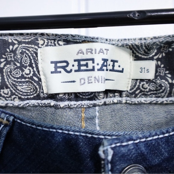 Ariat R.E.A.L. Mid Rise Stretch Whipstitch Boot Cut Jean Ocean (Medium Wash) 31 - Picture 5 of 12